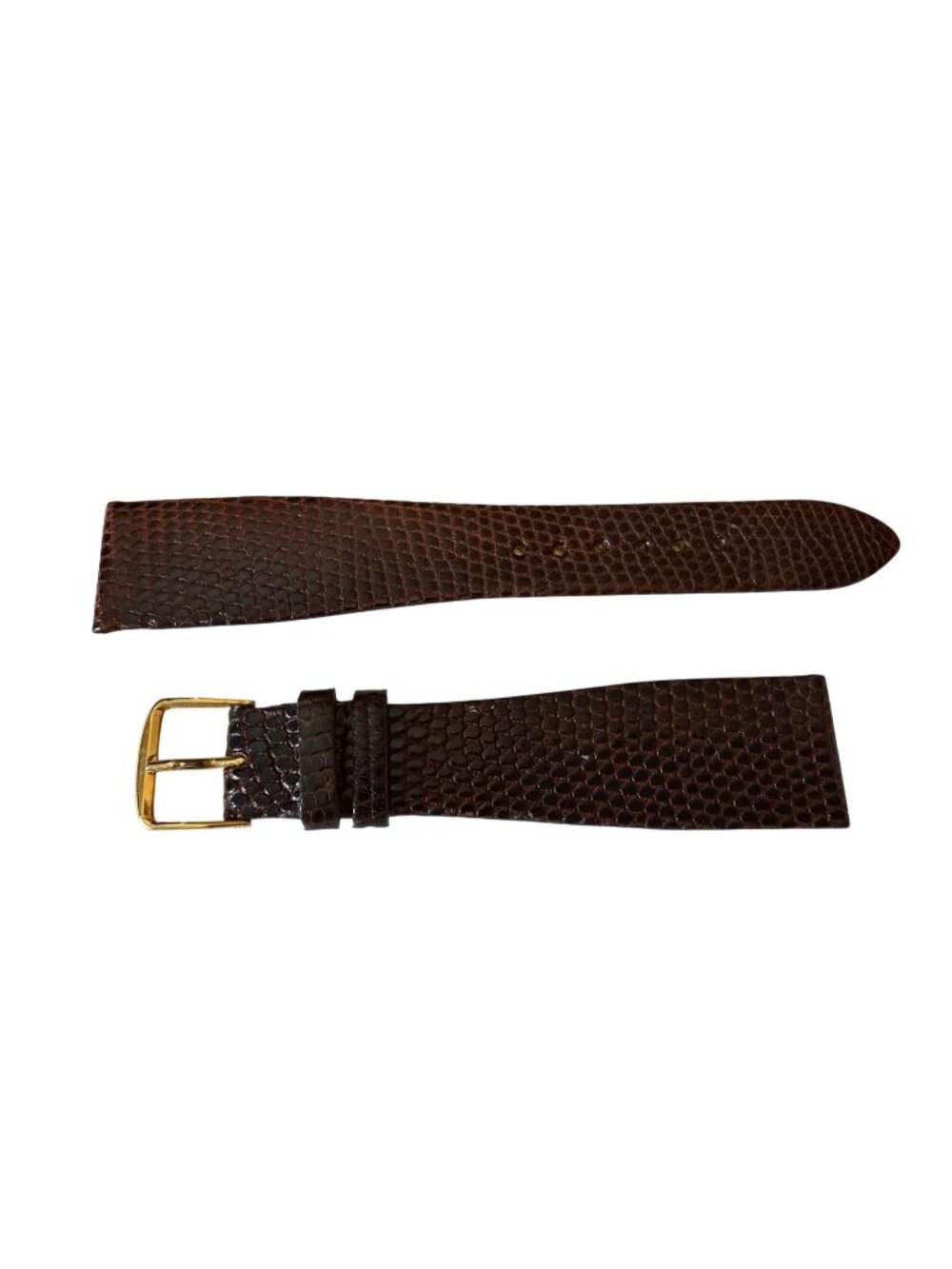 Vintage Genuine Brown Lizard Wrist Watch Strap Band USA 22L Gold Buckle